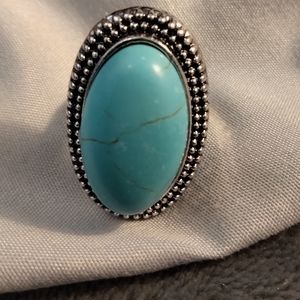 Blue turquoise ring adjustable size
